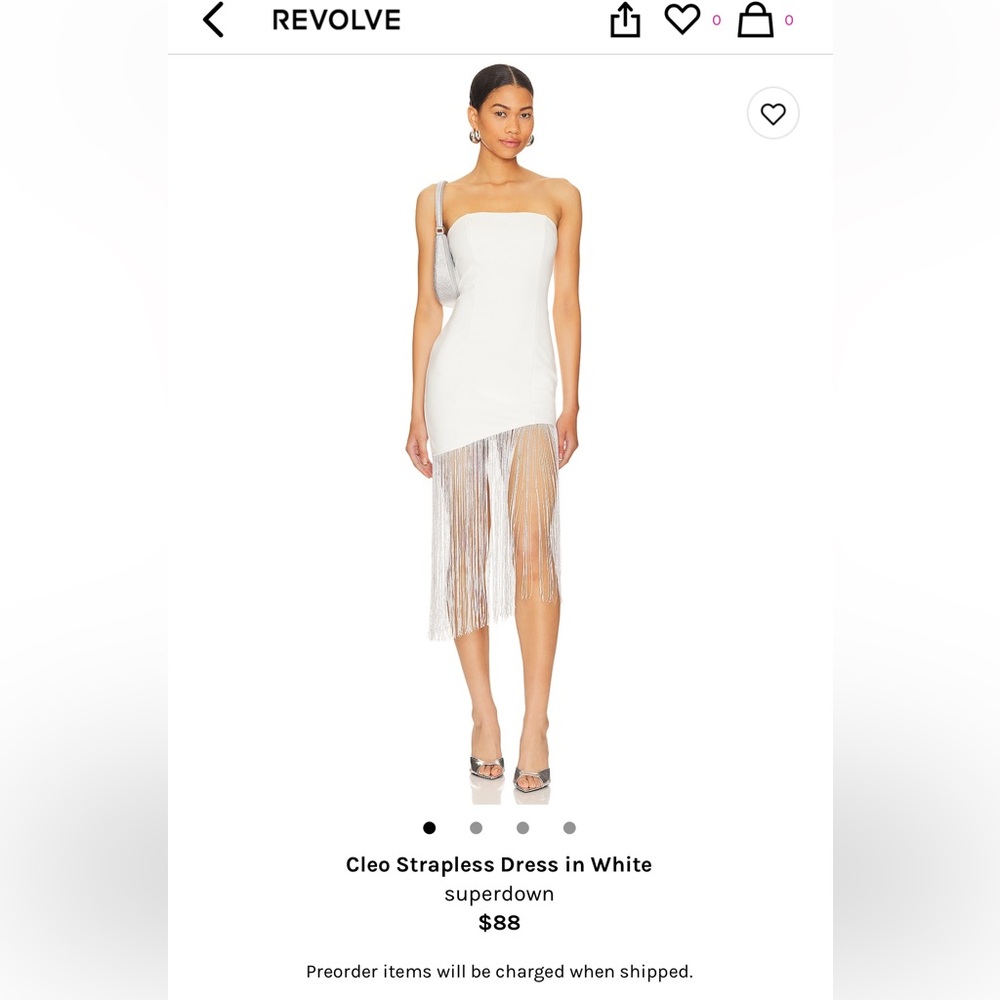 Cleo strapless white dress with silver fringe